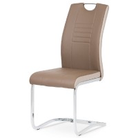 Jídelní židle, chrom / koženka sv. hnědá s cappucino boky  DCL-406 COF